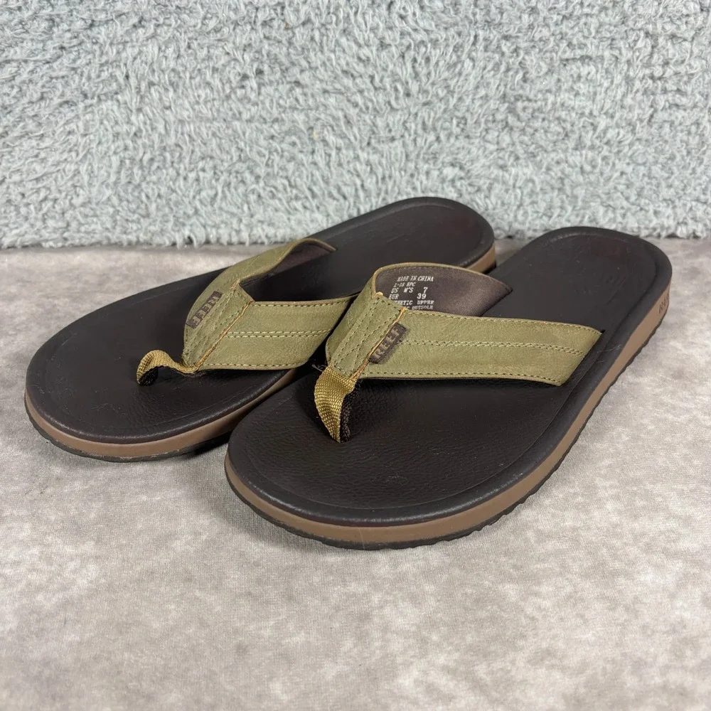 Reef Mens Flip Flops Olive Green Brown Thong Sandals Size 7 L-18 EPC